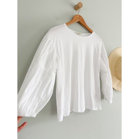 Madewell | NWT | Puff-Sleeve Drop-Shoulder Knit Top in White | Sz XS - Picture 3 of 9